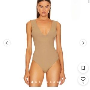 Tan free people thong bodysuit